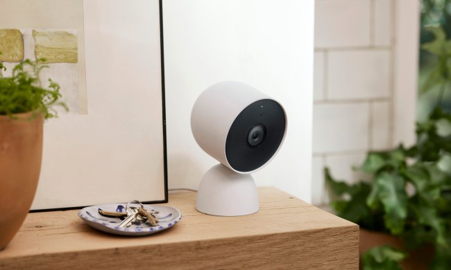 The Google Nest Cam Indoor on a table.